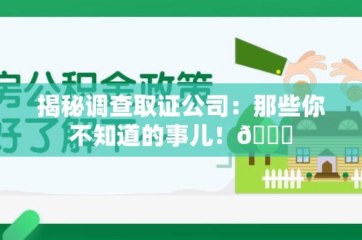 松溪揭秘调查取证公司：那些你不知道的事儿！😎