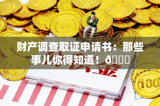 松溪财产调查取证申请书：那些事儿你得知道！😎