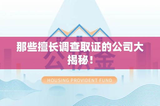 松溪那些擅长调查取证的公司大揭秘！