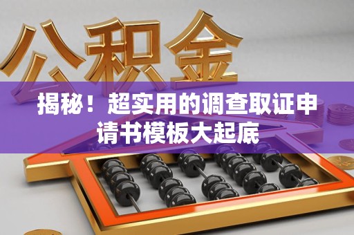 松溪揭秘！超实用的调查取证申请书模板大起底