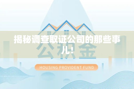 松溪揭秘调查取证公司的那些事儿！