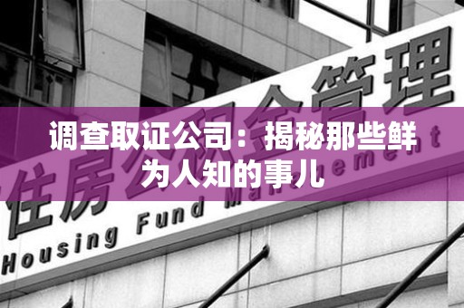 松溪调查取证公司：揭秘那些鲜为人知的事儿