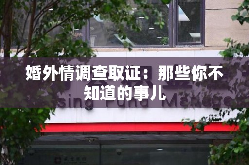 松溪婚外情调查取证：那些你不知道的事儿