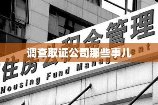 松溪调查取证公司那些事儿