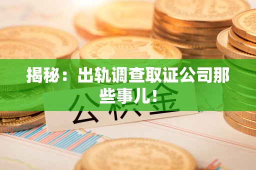 松溪揭秘：出轨调查取证公司那些事儿！