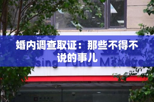 松溪婚内调查取证：那些不得不说的事儿