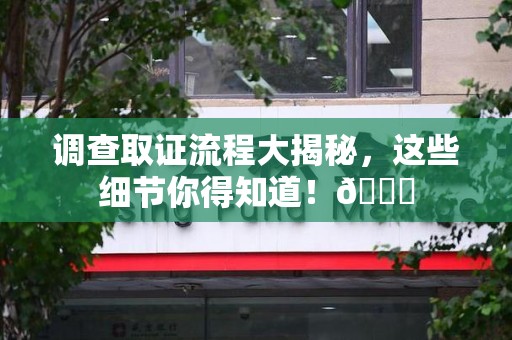 松溪调查取证流程大揭秘，这些细节你得知道！😎