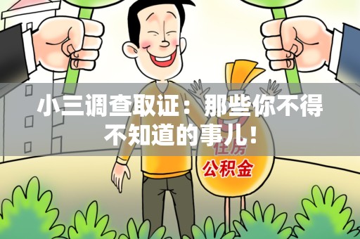 松溪小三调查取证：那些你不得不知道的事儿！