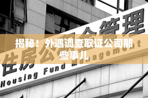 松溪揭秘！外遇调查取证公司那些事儿