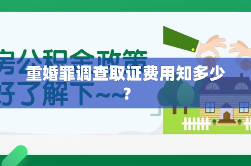 松溪重婚罪调查取证费用知多少？