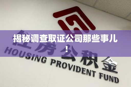 松溪揭秘调查取证公司那些事儿！