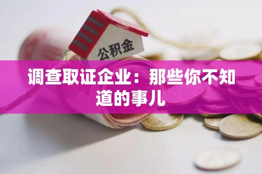 松溪调查取证企业：那些你不知道的事儿