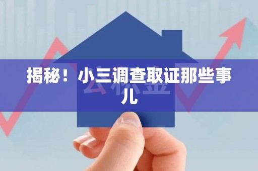 松溪揭秘！小三调查取证那些事儿