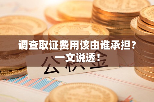松溪调查取证费用该由谁承担？一文说透！