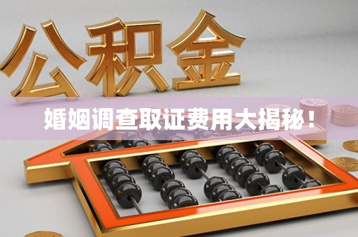 松溪婚姻调查取证费用大揭秘！