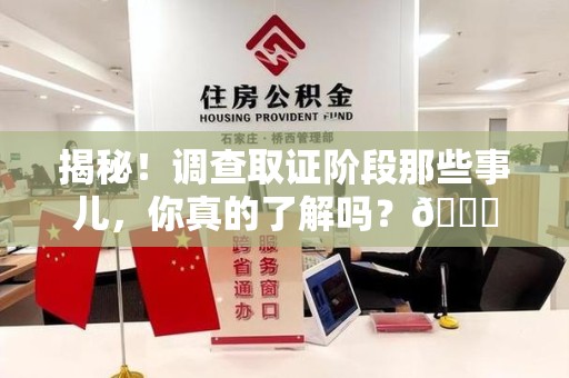 松溪揭秘！调查取证阶段那些事儿，你真的了解吗？😎