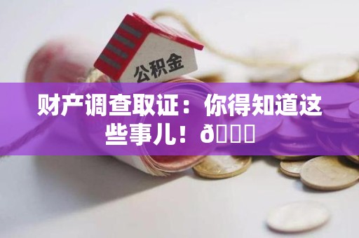 松溪财产调查取证：你得知道这些事儿！😎