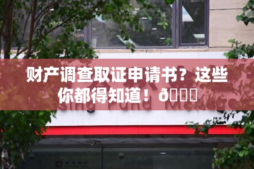 松溪财产调查取证申请书？这些你都得知道！😎