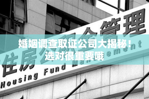 松溪婚姻调查取证公司大揭秘！选对很重要哦