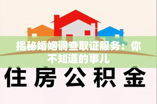 松溪揭秘婚姻调查取证服务：你不知道的事儿