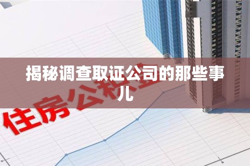 松溪揭秘调查取证公司的那些事儿
