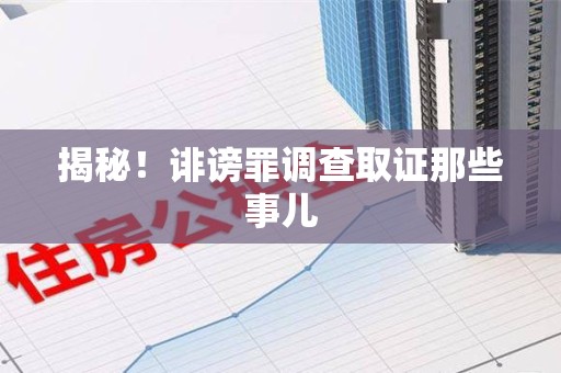 松溪揭秘！诽谤罪调查取证那些事儿